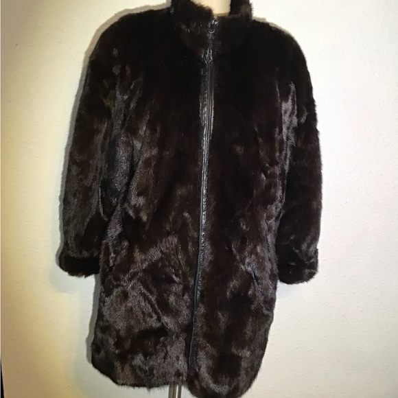 Leather fur womens lamb black reversible jacket size small - Picture 2 of 14